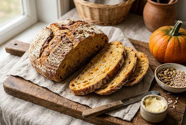 Pane di farro, riso e zucca a lunga lievitazione