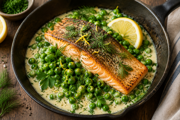 Salmone con piselli alla menta: ricetta low-carb e ricca di proteine